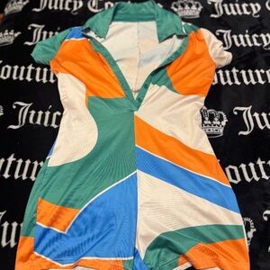 Abstract Color Block Romper